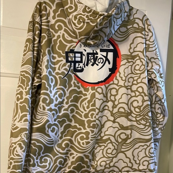 Anime Graphic Hoodie - Green and White - Picture 6 of 6